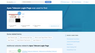 
                            8. Apex Telecom Login Page at top.accessify.com