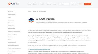 
                            3. API Authorization - Auth0