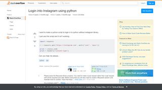 
                            5. api - Login into Instagram using python - Stack Overflow