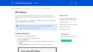 
                            9. API tokens - Atlassian Documentation