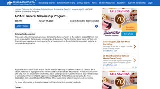 
                            4. APIASF General Scholarship Program - Scholarships.com