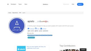 
                            7. apiato/apiato A Starter project, designed to help …