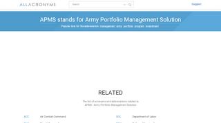 
                            5. APMS - Army Portfolio Management Solution - All Acronyms