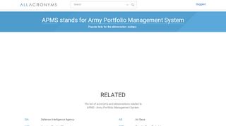 
                            6. APMS - Army Portfolio Management System - All Acronyms