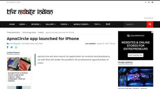 
                            9. ApnaCircle app launched for iPhone - The Mobile Indian