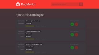 
                            3. apnacircle.com passwords - BugMeNot