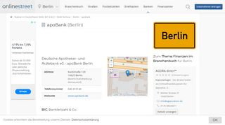 
                            7. apoBank in Berlin: BIC für Bankleitzahl 10090603