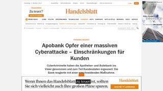 
                            8. Apobank Opfer von massiver Cyberattacke: Einschränkung für ...