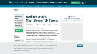 
                            1. ApoBank selects SmartStream TLM Corona - finextra.com