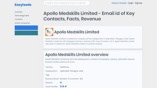 
                            4. Apollo Medskills Limited - Email id of Key Contacts, Facts ...