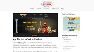 
                            4. Apollo Slots - Free R222 Bonus Exclusive to Slotszar Visitors