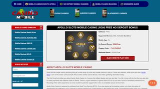 
                            1. Apollo Slots Mobile Casino | R300 Free No Deposit Bonus