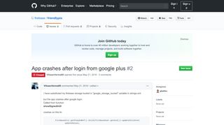 
                            3. App crashes after login from google plus · Issue …