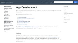 
                            9. App Development - Facebook for Developers