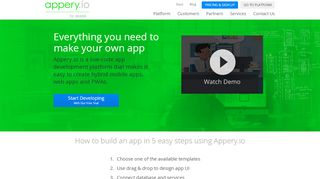 
                            2. Appery.io: Professional app builder and a mobile backend