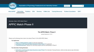 
                            8. APPIC Match Phase II