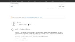 
                            3. apple tv login problems - Apple Community