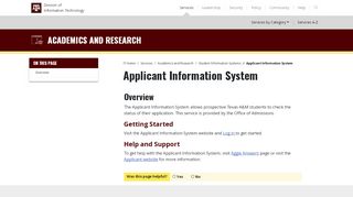 
                            6. Applicant Information System | IT.tamu.edu