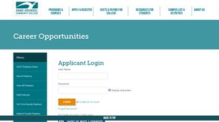 
                            5. Applicant Login - AACC- Job Opportunities