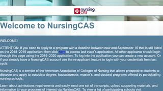 
                            4. Applicant Login Page Section - NursingCAS