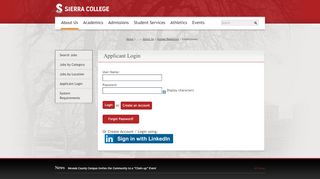 
                            8. Applicant Login - Sierra College - Job Opportunities