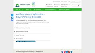 
                            3. Application and admission - Environmental Sciences - WUR