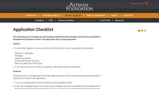 
                            3. Application Checklist | Altman Foundation