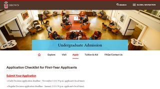 
                            6. Application Checklist for First-Year Applicants ... - Brown University