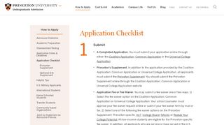 
                            3. Application Checklist | Princeton University Admission