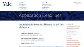 
                            3. Application Deadlines | Yale College Undergraduate Admissions