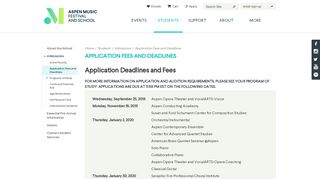 
                            4. Application Fees and Deadlines | Aspen Music Festival And School