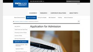 
                            4. Application for Admission - RWTH AACHEN UNIVERSITY - English