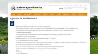 
                            2. Application for Hall of Residence – Adekunle Ajasin University