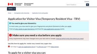 
                            7. Application for Visitor Visa (Temporary Resident Visa - TRV)