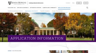 
                            1. Application Information | Undergraduate Admissions | Johns Hopkins ...