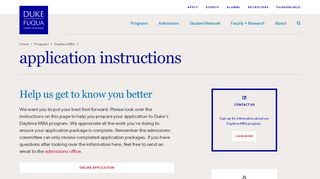 
                            1. Application Instructions - Daytime MBA | Duke's Fuqua ...