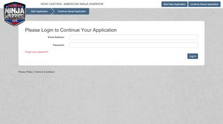 
                            6. Application Login | American Ninja Warrior - ANW Casting