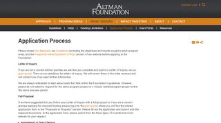 
                            1. Application Process | Altman Foundation