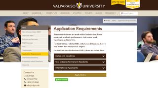 
                            1. Application Requirements | MBA - Valparaiso University