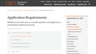
                            6. Application Requirements | Occidental College