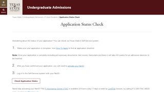 
                            5. Application Status Check - Texas State University