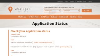 
                            5. Application Status | Wide Open Missions