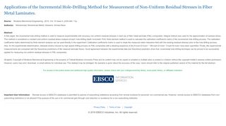 
                            8. Applications of the Incremental Hole-Drilling Method for ... - ebsco