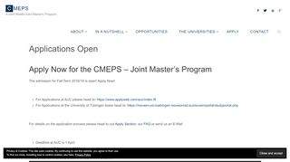 
                            9. Applications Open – CMEPS