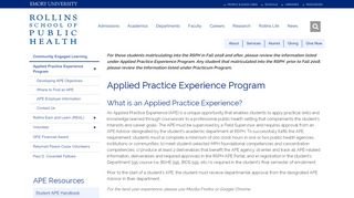 
                            1. Applied Practice Experience Program - Rollins School of Public Health