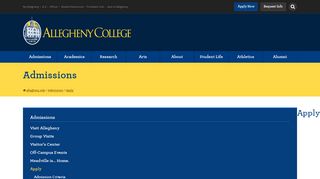 
                            1. Apply « Admissions | Allegheny College - Meadville, PA