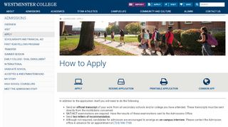 
                            3. Apply \ Admissions \ Westminster College