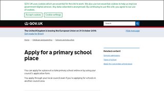 
                            6. Apply for a primary school place - GOV.UK