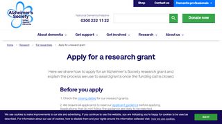 
                            4. Apply for a research grant | Alzheimer's Society