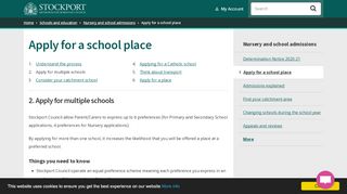 
                            3. Apply for a school place - Stockport Council